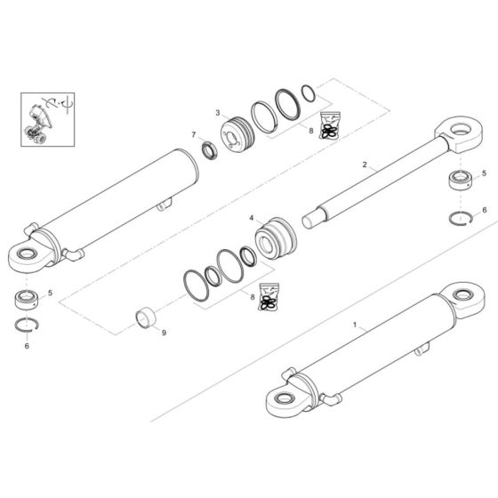 Boom Offset Cylinder Assembly for Wacker DV60 Dumper