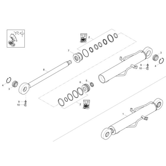 Tilt Ram Assembly -1 for Wacker DV60 Dumper