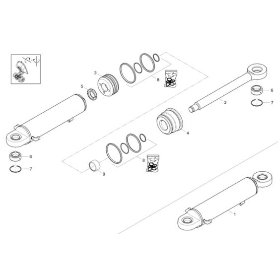 Boom Offset Cylinder Assembly for Wacker DV90 Dumper