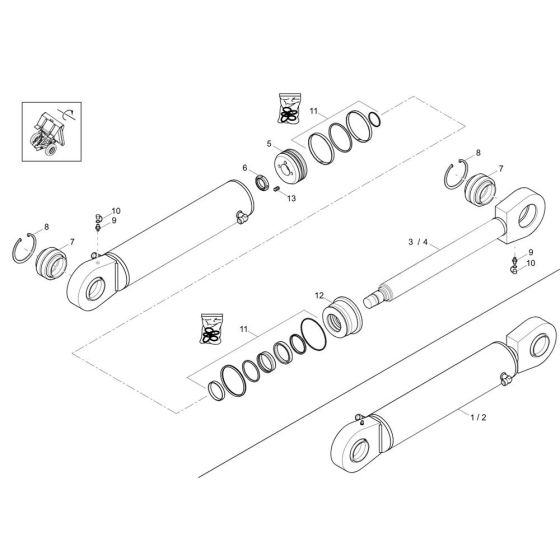 Tilt Ram Assembly for Wacker DV90 Dumper