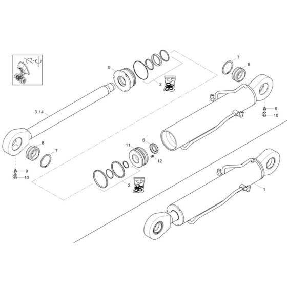 Tilt Ram Assembly -1 for Wacker DV90 Dumper