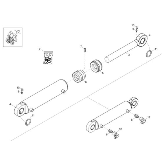 Tilt Ram Assembly for Wacker DW100 Dumper