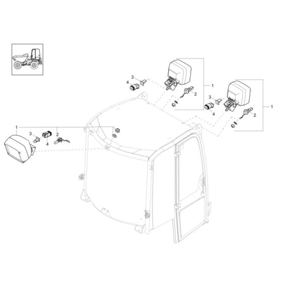 Working Light Assembly for Wacker DW100 Dumper