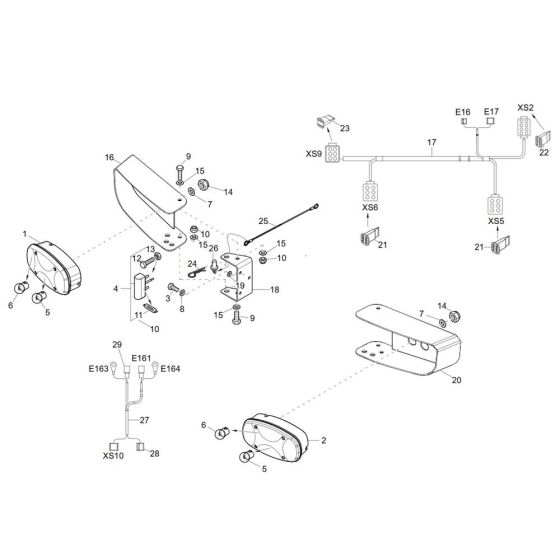 Rear Light Assembly for Wacker DW100 Dumper