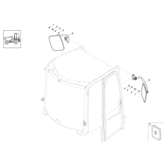 Mirror Assembly for Wacker DW100 Dumper