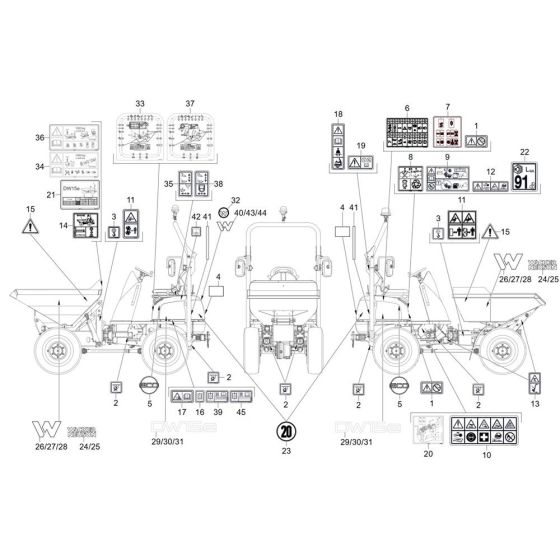 Decals for Wacker DW15e Dumper