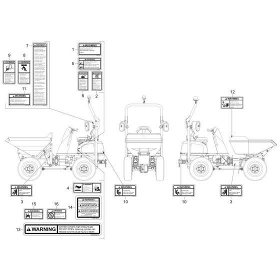 Decals -1 for Wacker DW15e Dumper