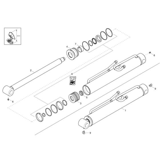 Tilt Ram Assembly -1 for Wacker DW20-2 Dumper