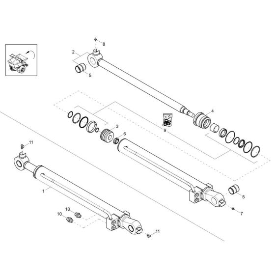 Lift Cylinder Assembly for Wacker DW20-2 Dumper