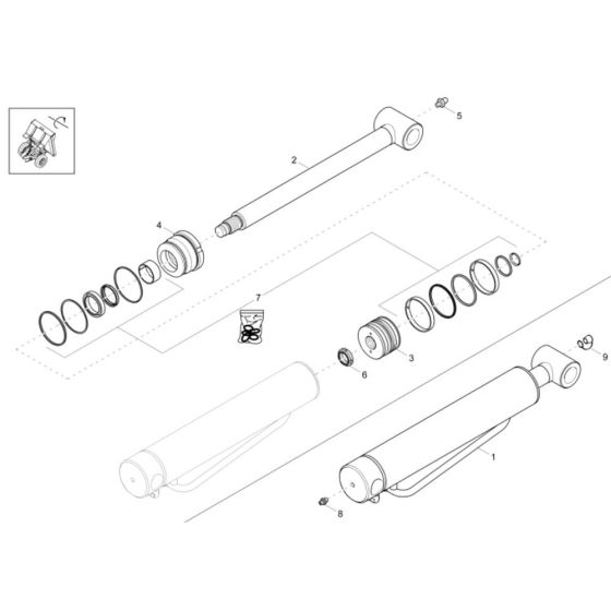 Tilt Ram Assembly for Wacker DW20 Dumper