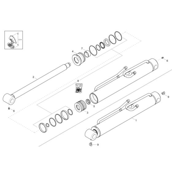 Tilt Ram Assembly -1 for Wacker DW20 Dumper