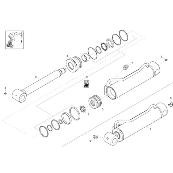 Lift Cylinder Assembly -1 for Wacker DW20 Dumper