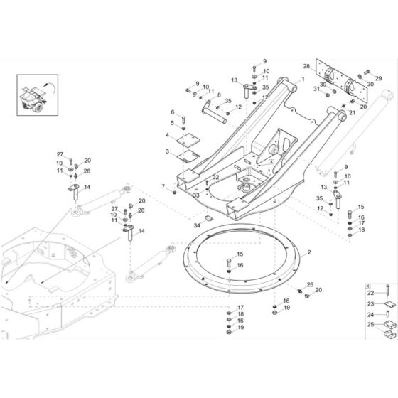 Swing Bracket Assembly -1 for Wacker DW20 Dumper