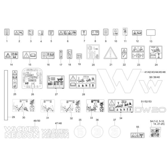 Decals for Wacker DW20 Dumper