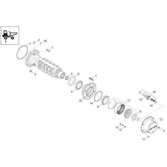 Axle Case, Wheel Hub Assembly -1 for Wacker DW40-2 Dumper