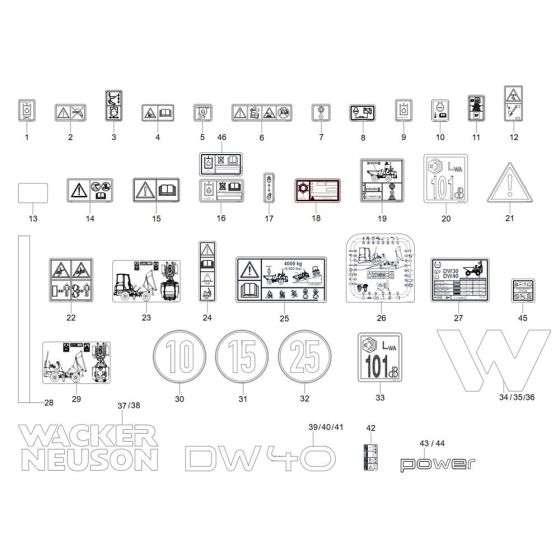 Decals for Wacker DW40-2 Dumper