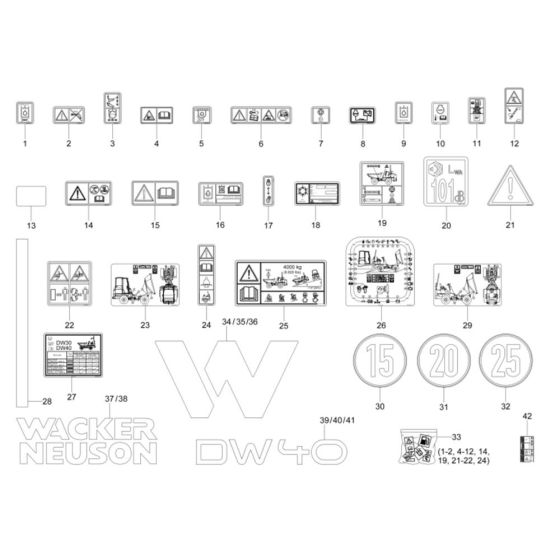 Decals for Wacker DW40 Dumper