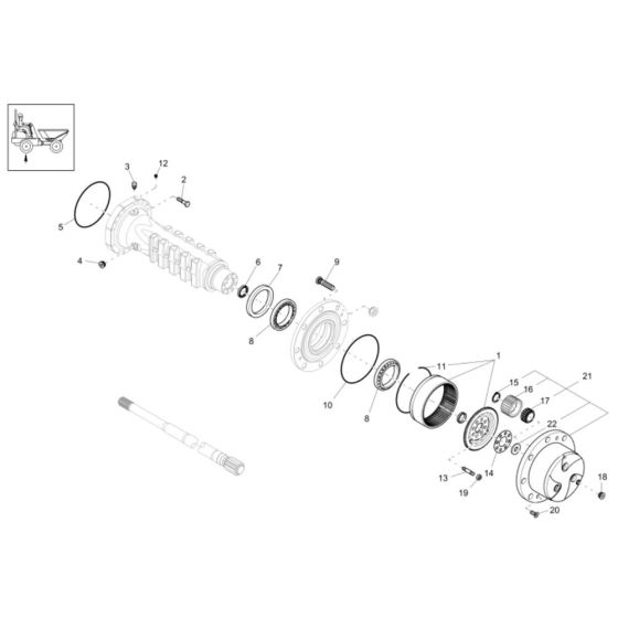 Axle Case, Wheel Hub Assembly -1 for Wacker DW50 Dumper