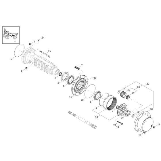 Axle Case, Wheel Hub Assembly -1 for Wacker DW50-2 Dumper