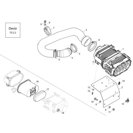 Air Cleaner (TD 2.2) Assembly for Wacker DW50-2 Dumper