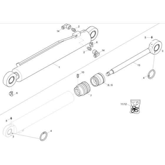 Tilt Ram Assembly for Wacker DW50 Dumper