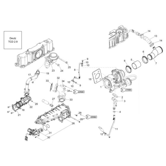 Turbo Supercharger Assembly for Wacker DW50 Dumper