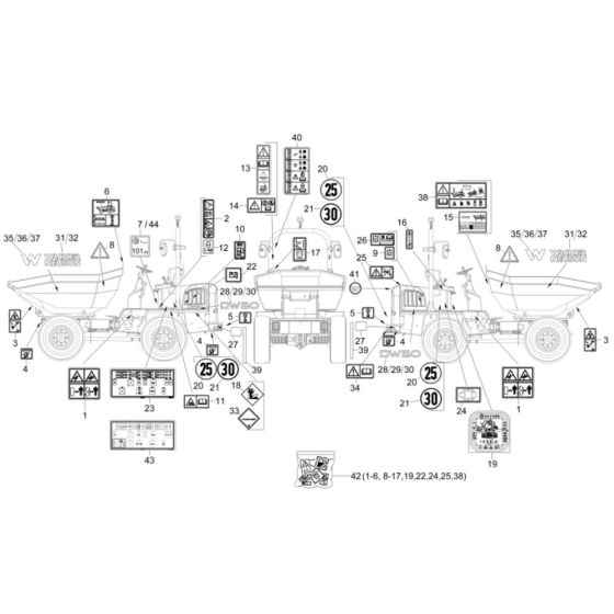 Decals for Wacker DW50 Dumper
