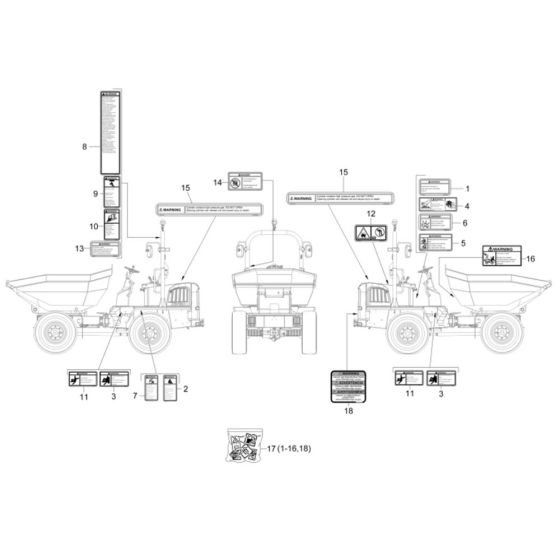 Decals -1 for Wacker DW50 Dumper