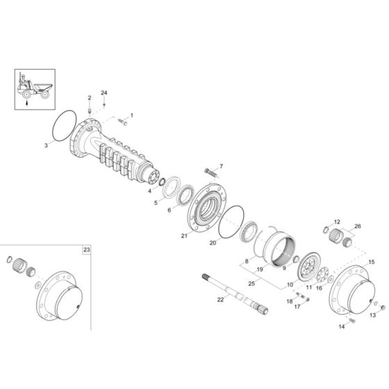 Axle Case, Wheel Hub Assembly -1 for Wacker DW60-2 Dumper