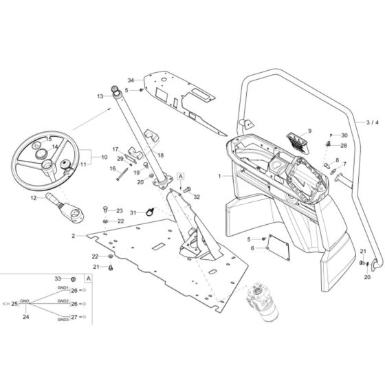 Pilot Stand Assembly for Wacker DW60-2 Dumper