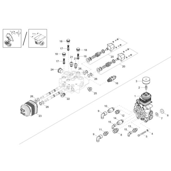 Control Valve Assembly -1 for Wacker DW60-2 Dumper