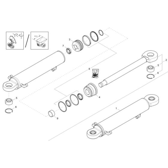 Boom Offset Cylinder Assembly for Wacker DW60-2 Dumper