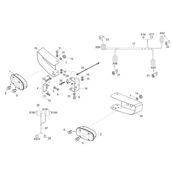 Rear Light Assembly for Wacker DW60 Dumper