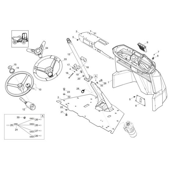 Pilot Stand Assembly -1 for Wacker DW60-3 Dumper