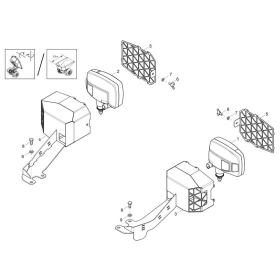 Headlight Assembly -1 for Wacker DW60-3 Dumper