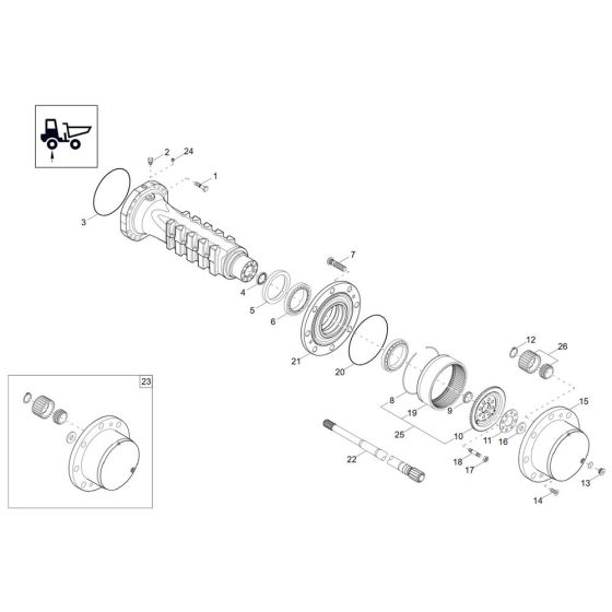 Axle Case, Wheel Hub Assembly -1 for Wacker DW60-3 Dumper