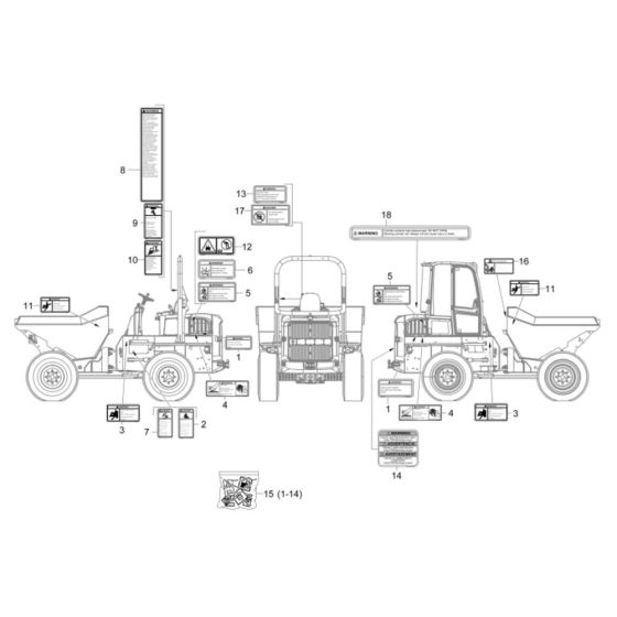 Decals -1 for Wacker DW60 Dumper