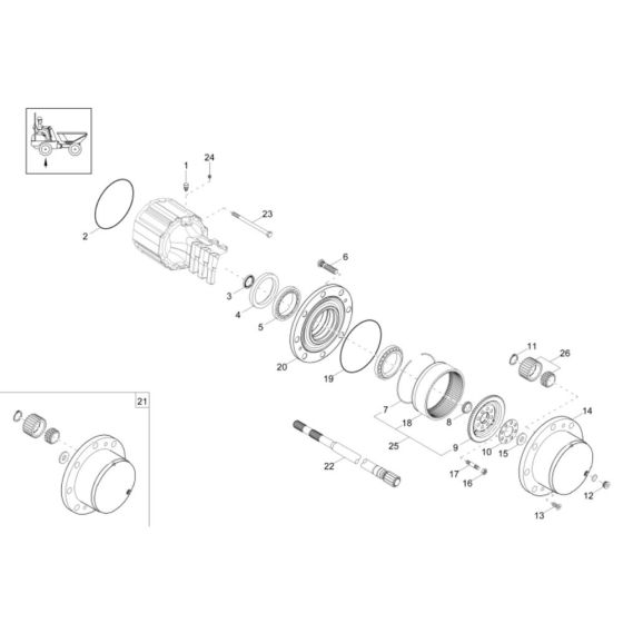 Axle Case, Wheel Hub Assembly -1 for Wacker DW90-2 Dumper