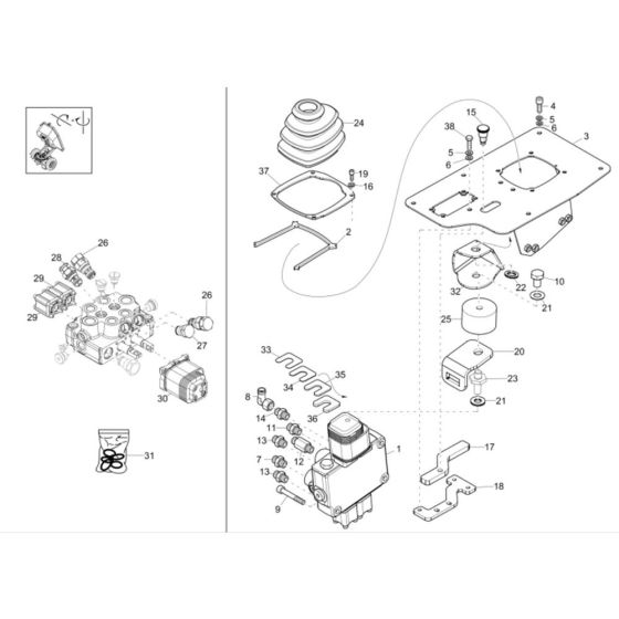 Control Valve Assembly -1 for Wacker Neuson DW90 Dumper