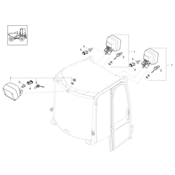 Working Light Assembly for Wacker Neuson DW90 Dumper