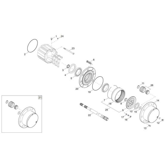 Axle Case, Wheel Hub Assembly -1 for Wacker DW90-3 Dumper