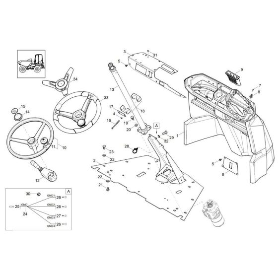 Pilot Stand Assembly -1 for Wacker DW90-3 Dumper