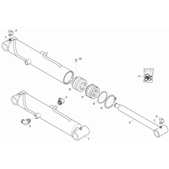 Tilt Ram Assembly -1 for Wacker TD15-3S Track Dumper