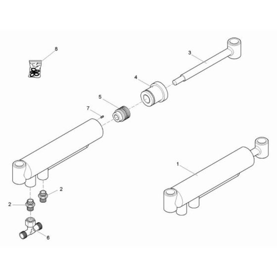 Boom Offset Cylinder Assembly for Wacker TD18 Track Dumper