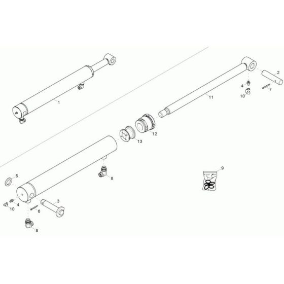 Tilt Ram Assembly for Wacker TD9 Track Dumper