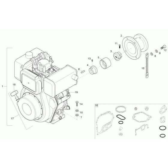 Engine (Diesel) Assembly for Wacker TD9 Track Dumper