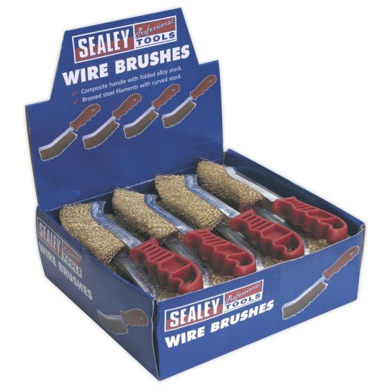 Wire Brush Brassed Steel Plastic Handle Display Box of 24 Sealey Part No. WB05DB24