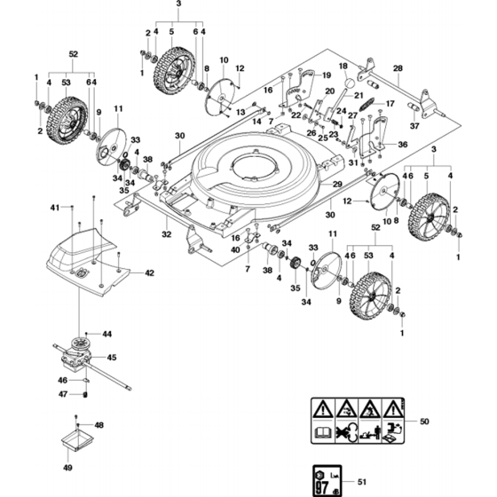 Cutting Deck Assembly for Husqvarna WB53 SE Consumer Lawn Mower