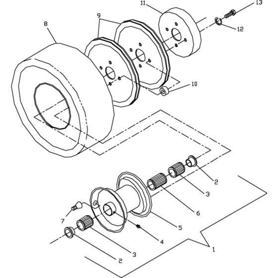 Traction Wheel Assembly for Husqvarna WG3613E Commercial Lawn Mower