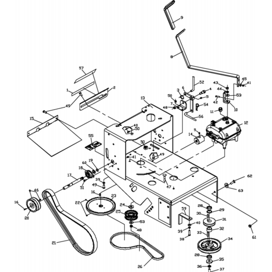 Chassis/Frame Assembly for Husqvarna WG4815E Commercial Lawn Mower